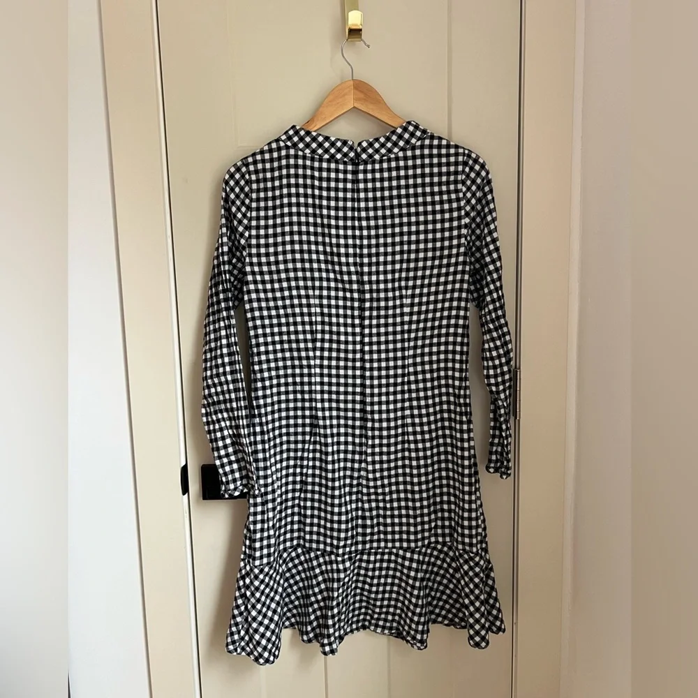 J. Crew Black and White Sheath Dress Long Sleeve Crew Neck